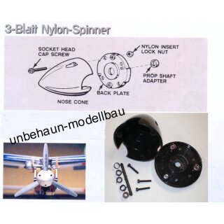 3Blatt Nylon Spinner 51mm Schwarz
